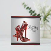 Invitation Chaussures à talons hauts rouges pour anniversaire (Debout devant)