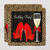 Invitation Chaussures à talons hauts rouges pour fête d'anniv (Devant / Derrière)