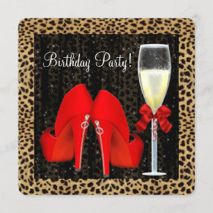 Invitation Chaussures à talons hauts rouges pour fête d'anniv