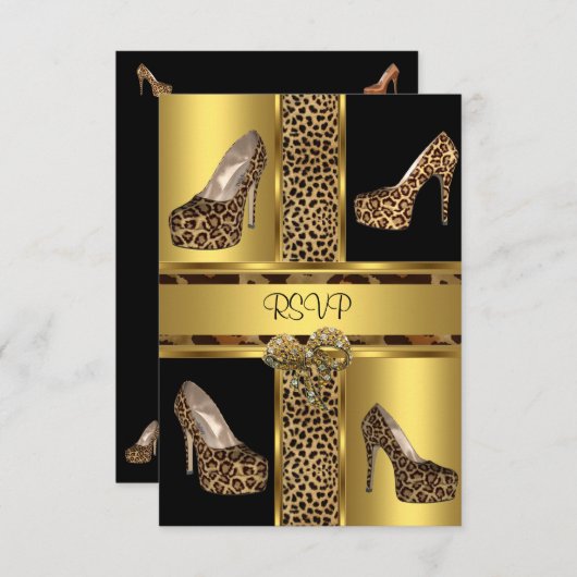 Invitation Chaussures à talons hauts RSVP Party Hi Leopard Or (Devant / Derrière)