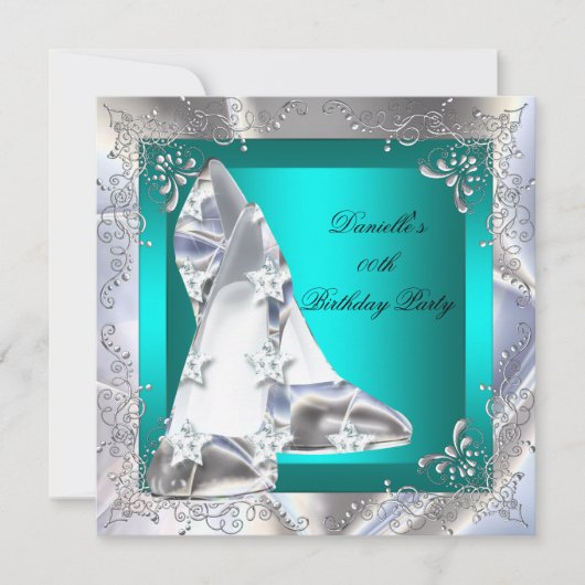 Invitation Chaussures à talons hauts sarcelle argent pour fêt (Devant)