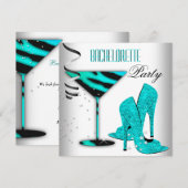 Invitation Chaussures à talons hauts sarcelle pour enterremen (Devant / Derrière)