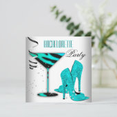 Invitation Chaussures à talons hauts sarcelle pour enterremen (Debout devant)