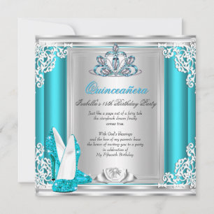 Invitation Chaussures à talons hauts sarcelle pour fête des 1