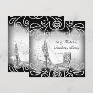 Invitation Chaussures à talons hauts scintillantes argentées 