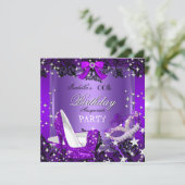 Invitation Chaussures à talons hauts scintillantes violettes (Debout devant)