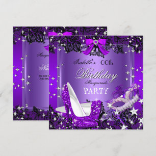 Invitation Chaussures à talons hauts scintillantes violettes