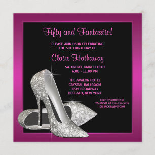 Invitation Chaussures à talons hauts scintillants rose chaud