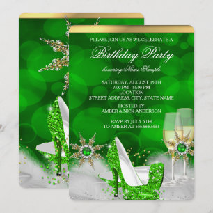 Invitation Chaussures à talons hauts vert citron pailletées c
