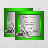 Invitation Chaussures à talons hauts vert citron pour l'anniv (Devant / Derrière)