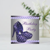 Invitation Chaussures à talons hauts violet léopard fête d'an (Debout devant)