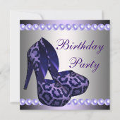 Invitation Chaussures à talons hauts violet léopard fête d'an (Devant)