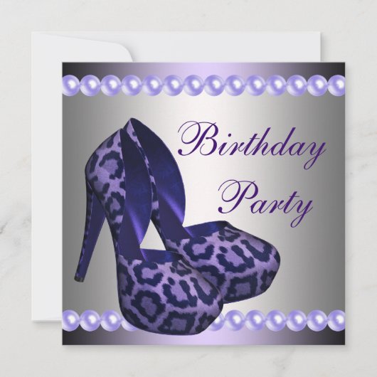 Invitation Chaussures à talons hauts violet léopard fête d'an (Devant)