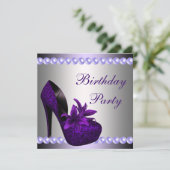 Invitation Chaussures à talons hauts violets Perles Anniversa (Debout devant)