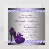 Invitation Chaussures à talons hauts violets Perles Anniversa (Dos)