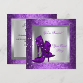 Invitation Chaussures à talons hauts violettes Argent Soirée (Devant / Derrière)