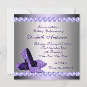 Invitation Chaussures à talons hauts violettes Fête d'anniver (Dos)