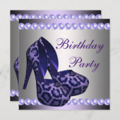 Invitation Chaussures à talons hauts violettes léopard Fête d (Devant / Derrière)