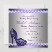 Invitation Chaussures à talons hauts violettes léopard Fête d (Dos)