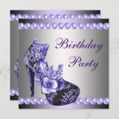 Invitation Chaussures à talons hauts violettes perles fête d' (Devant / Derrière)