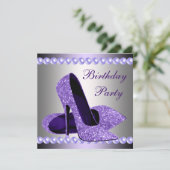Invitation Chaussures à talons hauts violettes pour fête d'an (Debout devant)