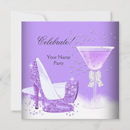 Invitation Chaussures à talons hauts violettes pour margarita (Devant)