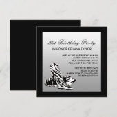 Invitation Chaussures à talons hauts Zebra pour 21e anniversa (Devant / Derrière)