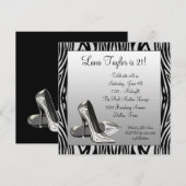 Invitation Chaussures à talons hauts Zèbre Femme Anniversaire (Devant / Derrière)