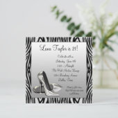 Invitation Chaussures à talons hauts Zèbre Femme Anniversaire (Debout devant)