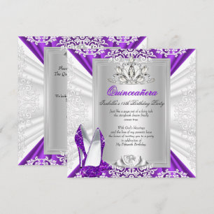 Invitation Chaussures à talons pailletées violettes pour fête