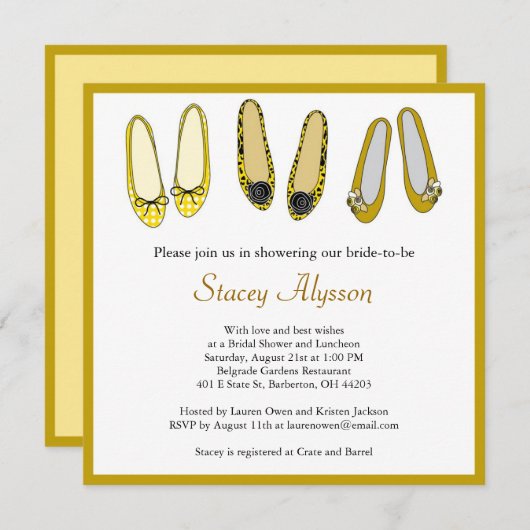 Invitation Chaussures à talons plats de ballet élégantes Invi (Devant / Derrière)