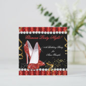 Invitation Chaussures à talons rouges dorés pour soirée glamo (Debout devant)