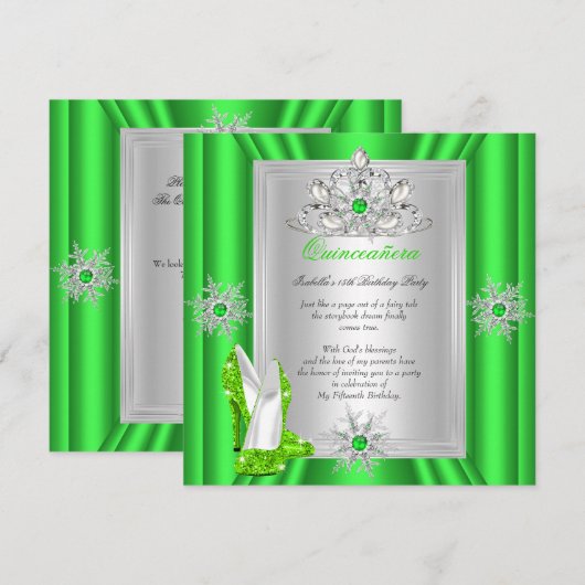 Invitation Chaussures à talons vert citron pour la fête des 1 (Devant / Derrière)