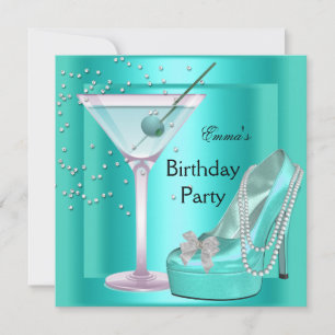 Invitation Chaussures Aqua Bleu Turquoise pour Fête d'Anniver