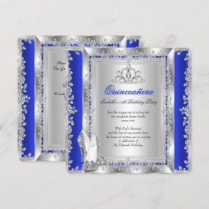 Invitation Chaussures argentées bleu royal pour les 15 ans de