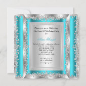 Invitation Chaussures argentées sarcelle bleu aqua Princesse (Dos)