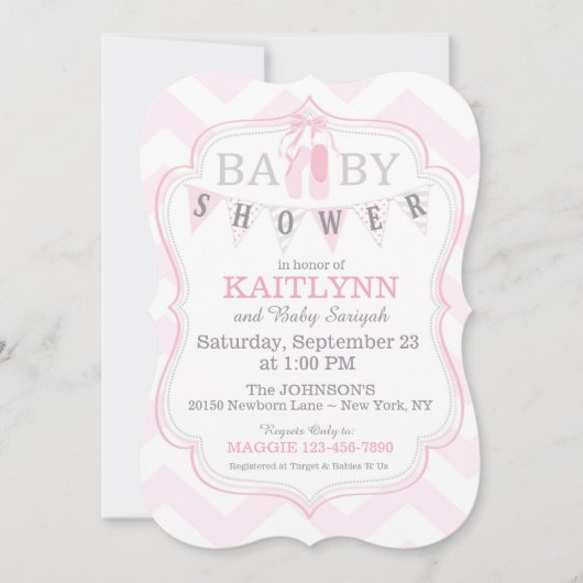 Invitation Chaussures Ballerina et Baby shower d'impression C (Devant)
