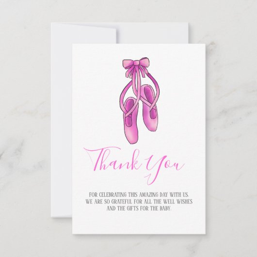 Invitation Chaussures Ballerina Roses| Merci de Baby shower f (Devant)