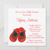 Invitation Chaussures bébé à rosettes rouges Fête bébé fille (Dos)