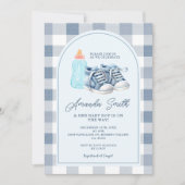 Invitation Chaussures Bébé Bleu En vichy Bouteilles de Lait G (Devant)