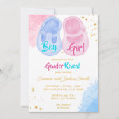 Invitation Chaussures bébé garçon ou fille rose bleu sexe rév (Devant)