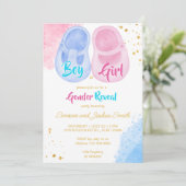 Invitation Chaussures bébé garçon ou fille rose bleu sexe rév (Debout devant)