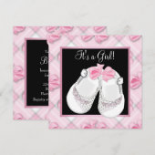 Invitation Chaussures bébé rose Chaussures bébé fille rose et (Devant / Derrière)
