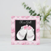 Invitation Chaussures bébé rose Chaussures bébé fille rose et (Debout devant)