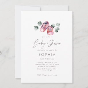 Invitation Chaussures bébé rose délicates Baby Shower