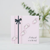 Invitation Chaussures bébé rose Fille Baby Shower (Debout devant)