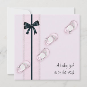 Invitation Chaussures bébé rose Fille Baby Shower
