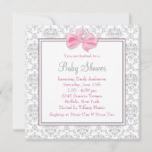 Invitation Chaussures bébé rose gris Fête bébé fille rose gri (Dos)