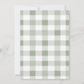 Invitation Chaussures bébé vert sauge Gingham Shower bébé gar (Dos)