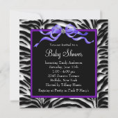 Invitation Chaussures bébé violet Zèbre bébé fille Douche (Dos)